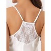 cheibear Women's Satin Sliky Sleeveless Lace Trim Camisole Tops with Shorts Pajamas Sets - 4 of 4