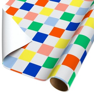 20 sq ft All-Occasion Checkerboard Wrapping Paper Colorful - 1 of 3
