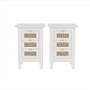 2pcs Tall Nightstand With 3 Drawers, Rattan Nightstand With Legs, Cabinet Bedside Table, End Table Dresser for Bedroom Living Room White - 4 of 4