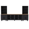 CLIHOME Farmhouse TV Stand for TVs Up to 70", Entertainment Center with Bookshelves & Tempered Glass Doors - 3 of 4