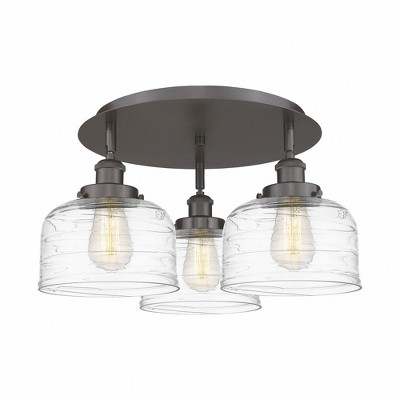 Bell - 3 Light Flush Mount In Art Deco Style-9.25 Inches Tall and 19.75 Inches Wide