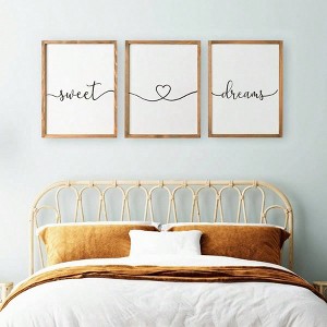 Set of 3 Framed Farmhouse Sweet Dreams Sign 11x14 Above Bed Wall Decor Bedroom Wood Signs Brown - 1 of 4