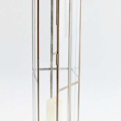 Tall Brass and Glass Hanging Candle Lantern
