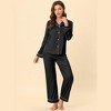 cheibear Women's Satin Button Down Lounge Tops and Pants Sleepwear Pajama Set - 3 of 4