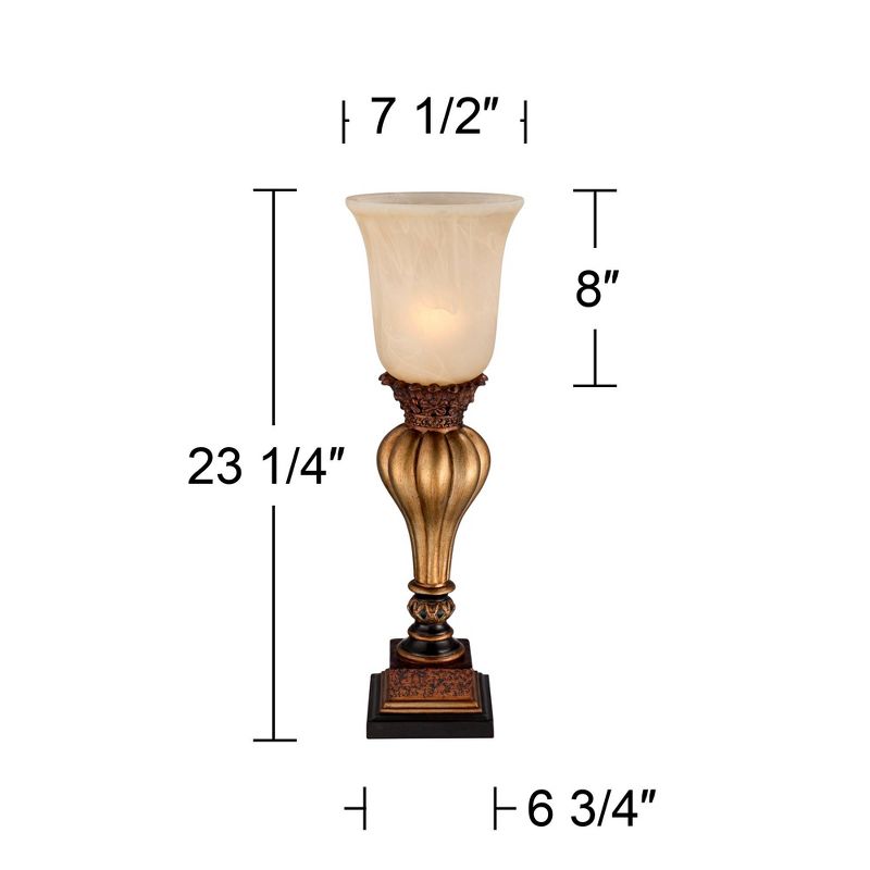 Regency Hill Traditional Uplight Accent Table Lamps 23 1/4" High Set of 2 Light Gold Alabaster Glass Shade for Living Room Bedroom, 4 of 8