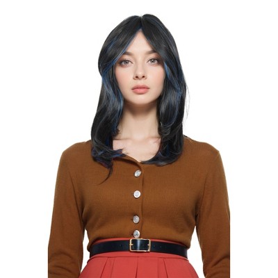Alilang Women's Long Layered Straight Wig Synthetic Hair Fiber with Layered Bangs and Natural Highlights