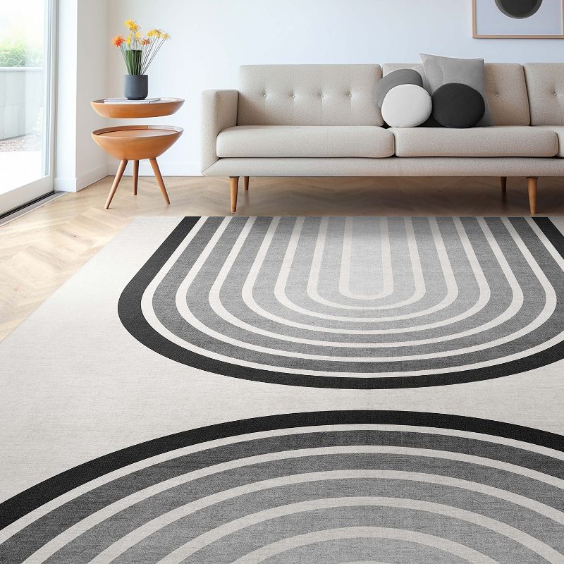 Well Woven Geometric Modern Flat-Weave Area Rug - Dark Curves - For Living Room, Dining Room and Bedroom, 3 of 9