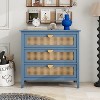 HDZNVF 3 Drawer Dressers, Natural Rattan, Blue - 2 of 4