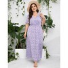 Whizmax Women Plus Size Wrap Maxi Dress Short Flutter Sleeves Empire Waist Split A Line Boho Casual Dress Purple Flower 5XL - 4 of 4