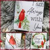 AuldHome Design Christmas Memorial Cardinal Ornaments, 6pc Set; Vintage Tin Style Painted Square Hanging Decorations - 2 of 4