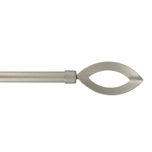 Evideco French Home Goods Adjustable Single Curtain Rod 50"-82" with Decorative Finials and Brackets, Available in Silver Matte or Chrome Finish - 1 of 3
