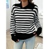 Women's Sweater Striped Knit Sweater Asymmetric Collar Pullover - 2 of 3