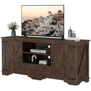 Gikpal Farmhouse TV Stand for 65 inch TV, Entertainment Center for TVs with Storage Cabinets, Barn Door and Adjustable Shelves for Living Room - 1 of 4