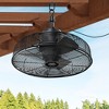 Airsurfer Outdoor Ceiling Fan, IPX4 Waterproof Metal Caged Fan with 3CCT Light, 3-Speed AC Motor, Plug-In for Gazebo Patio Porch, Black - 3 of 4