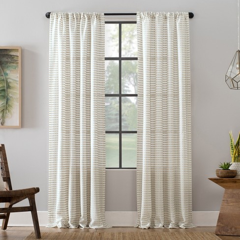 52 X95 Modern Check Pattern Anti Dust Curtain Panel White Clean