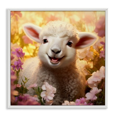 Stupell Industries Lamb in Flower Meadow, 12" x 12"