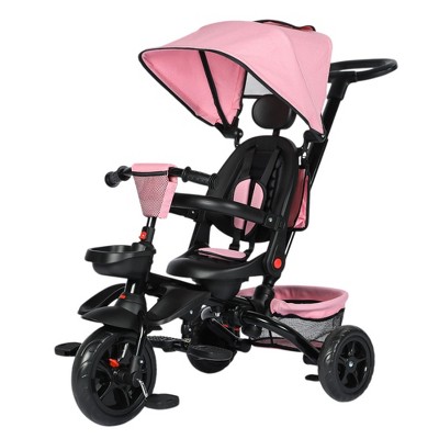 Kinder King 7 in 1 Kids Baby Stroller Tricycle Folding Toddler Trike w/Adjustable Push Handle