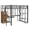 Whisen Full Size Metal Loft Bed with Storage Staircase and Small Wardrobe - 2 of 4