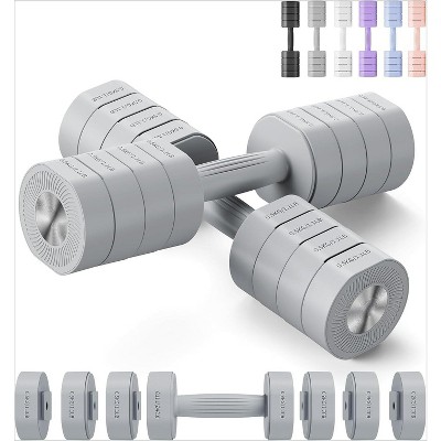 4-in-1 Adjustable Dumbbell Set for Women, 2.2-8.8LB Macaron Colored Weights with Anti-Slip Grip, Home Gym