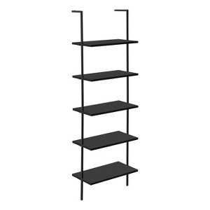 Monarch Specialties Bookshelf Bookcase Etagere Ladder 5 Tier 72InchH Office Bedroom Metal Laminate Black Contemporary Modern - 1 of 4