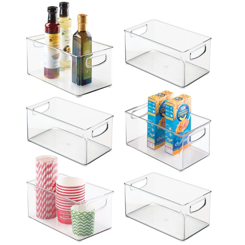 mDesign Plastic Kitchen Food Storage Bin with Handles, 10 x 6 x 5, 6 Pack - Clear, 1 of 9