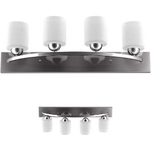 Tangkula Bathroom Vanity Lamp Brushed Nickel Wall Mounted Vanity Lighting Fixture with White Glass Shade Wall Sconce Pendant Lamp (Nickel, 4) - 1 of 4