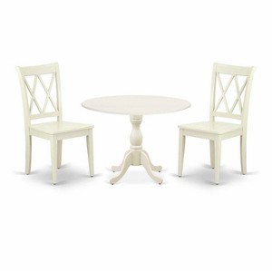 3-Piece Linen White Finish Solid Wood Top - Dining Room Set  - Seats 4 - 1 of 4