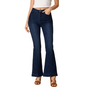 Allegra K Women's Retro High Waist Stretchy Flare Denim Jeans - 1 of 4