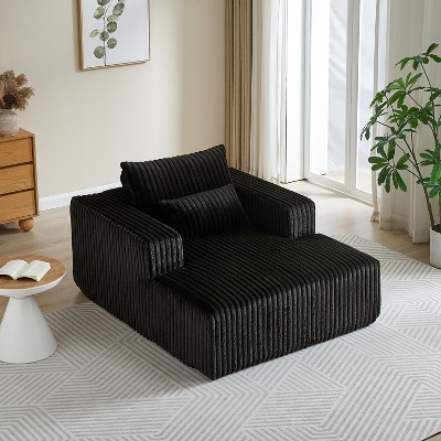 CENGHU Corduroy Upholstered Sofa Couch, Bean Bag Chair, Sponge Sectional Sofa Lounge Chair with Ottoman, Single Sofa Sleeper Chair