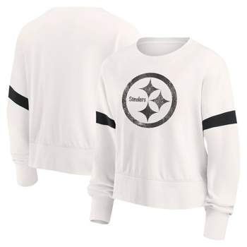 NFL Pittsburgh Steelers Women's Primary Antique Long Sleeve Crew Fleece Sweartshirt
