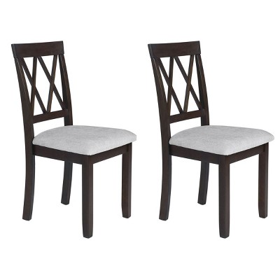 Set of 2 Upholstered Dining Chairs with Solid Wood Legs,Mid-Century Modern Style Linen Fabric Side Chairs-The Pop Home