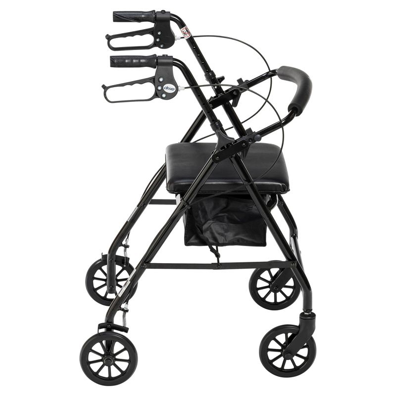 Drive Medical Walker Rollator with 6" Wheels, Fold Up Removable Back Support and Padded Seat, Black, 4 of 12