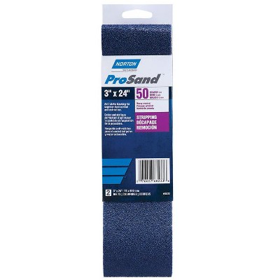Norton ProSand 24 in. L X 3 in. W Zirconia Alumina Cloth Protable Sanding Belt 50 Grit Coarse 2 pk