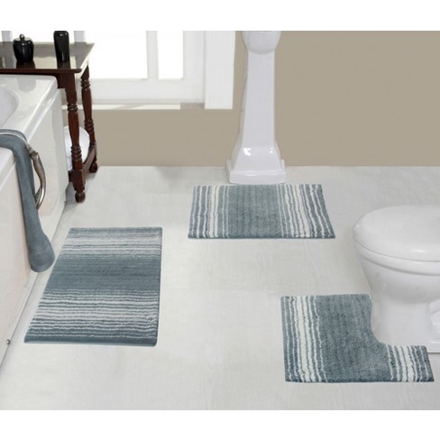 Home Textiles Clearance 3PC Bathroom Rug Set Bathroom Toilet Carpet  Anti-Slip Mat Floor Mat Blue