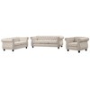 3-Piece Chesterfield Sofa Loveseat Armchair Set Luxury Living Room Couch Button Tufted Chenille Beige - Morden Fort - 2 of 4