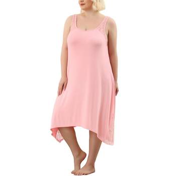 Agnes Orinda Plus Size Women Nightgown Chemise Sleepwear Full Slip Lace Nightwear