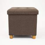 Foldable Storage Ottoman with Reversible Tray Cover Taupe - Humble Crew