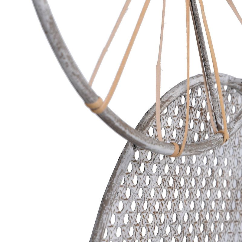Nobu Circular Moments Iron and Rattan Multiple Sized Disc Framed Wall Sculpture - StyleCraft, 6 of 8