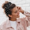 Unique Bargains Women's Velvet Faux Pearl Knotted Headband 1 Pc - 3 of 4