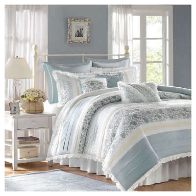 9pc Queen Stella Duvet Set - Blue