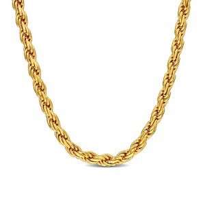 EVERLY JEWELRY | Yellow Plated Sterling Silver 2.3mm Diamond Cut Rope Chain Necklace, 18 inc - 1 of 4