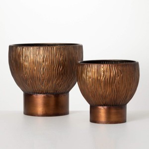 Sullivans 13.5" & 11" Burnished Gold Base Planters Set of 2, Metal - 1 of 3