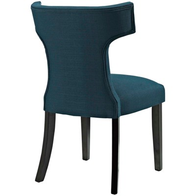 Azure Elegance Upholstered Side Chair with Tapered Wood Legs