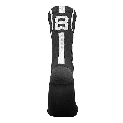 Mk Socks Player ID Jersey Number SINGLE Crew Sock - Black, White