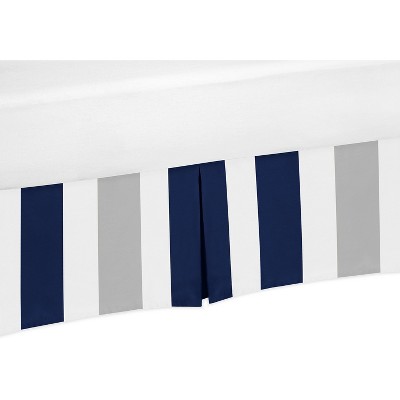 Image of Sweet Jojo Designs Boy or Girl Gender Neutral Unisex Baby Crib Bed Skirt Stripe Blue and Grey