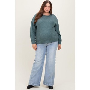 Pinkblush Blue Vintage Wash Wide Leg Maternity Plus Jeans - 1 of 3