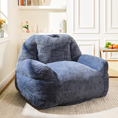 Hooseng 38" Giant Bean Bag Chair for Adults, High-Density Foam Stuffed Corduory Bean Bag Sofa with Handle for Adults Reading, Gaming