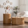 NicBex Retro Style Cylindrical Coffee Table with Vertical Texture Relief Design,Wooden Side Tables,Center Table for Living Room - 4 of 4