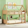 Twin Over Twin House Bunk Bed with Headboards, Ladder and Safety Guardrails - 3 of 4
