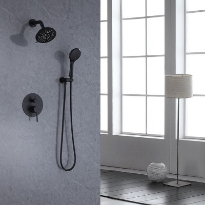 Matte Black Stainless Steel Rain Shower Faucet Set with Handle